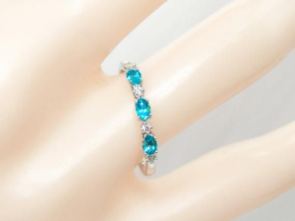 ブラジル産パライバトルマリン ハーフエタニティダイヤモンドリング PA