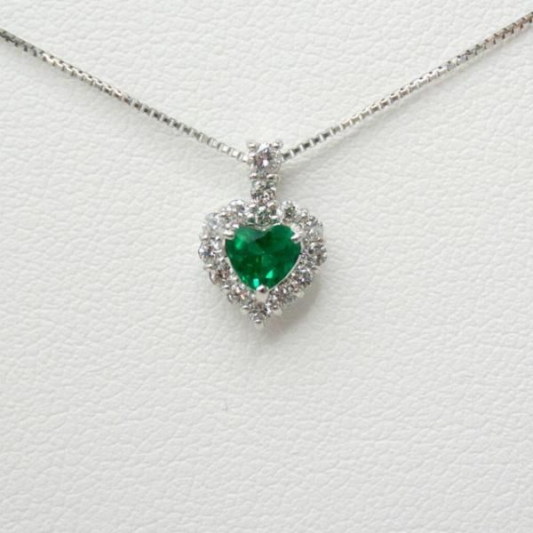 ハートシェイプエメラルド ダイヤモンドネックレス EM 0.20ct D 0.18ct