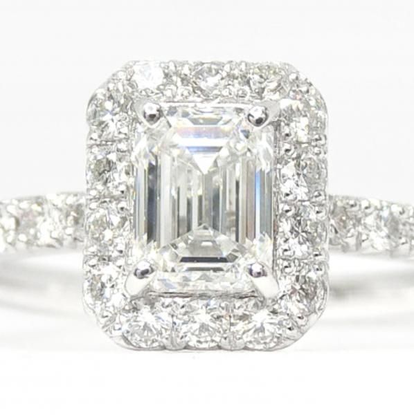 D-IF エメラルドカットダイヤモンドリング D 0.500ct D 0.30ct Pt950