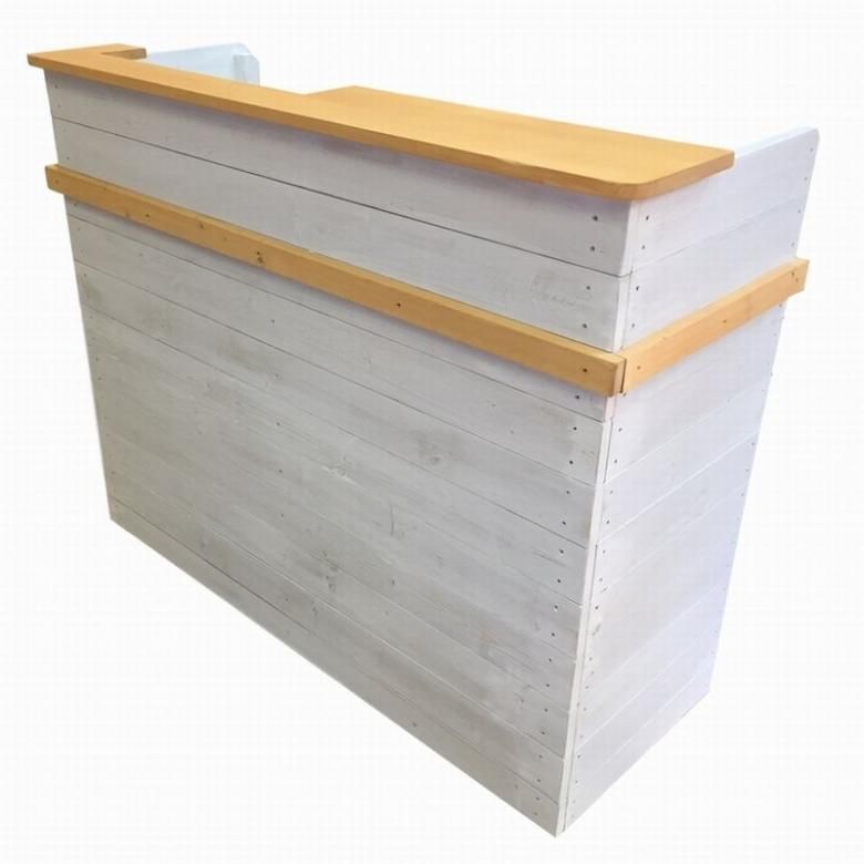 木製レジカウンター・受付カウンター_幅124cm_アンティークホワイト_