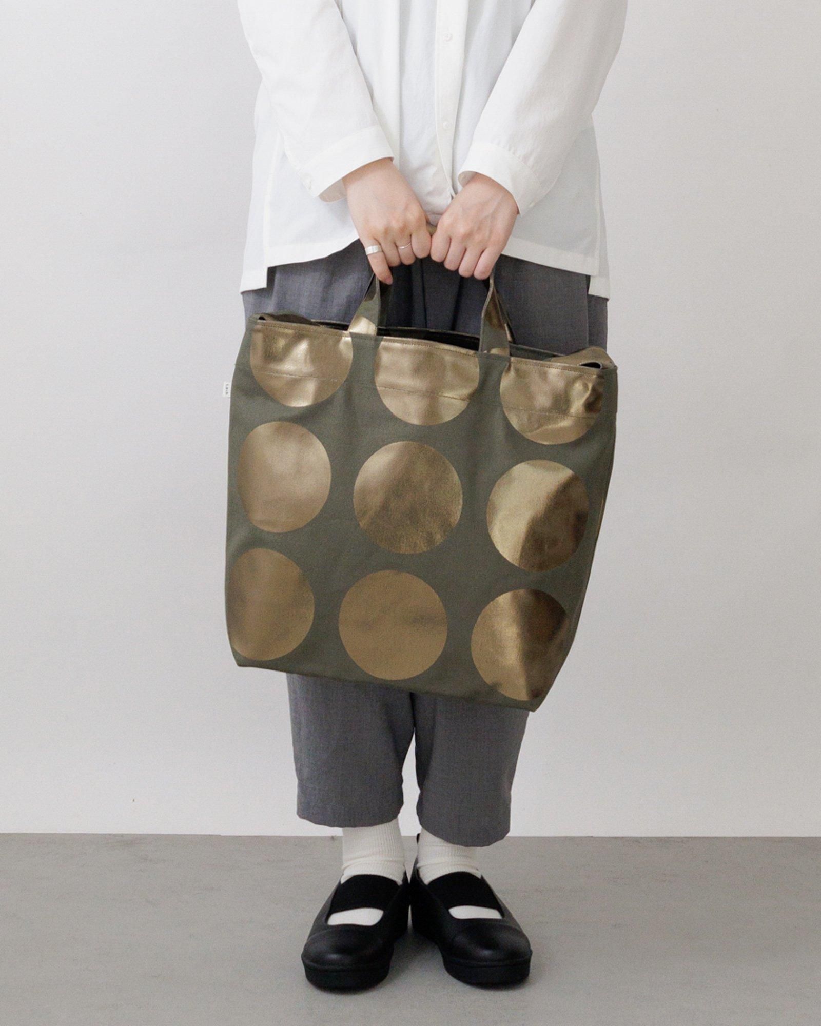 La+h / ラス 8号帆布ラージドットショルダー KOB-1 (khaki / gold