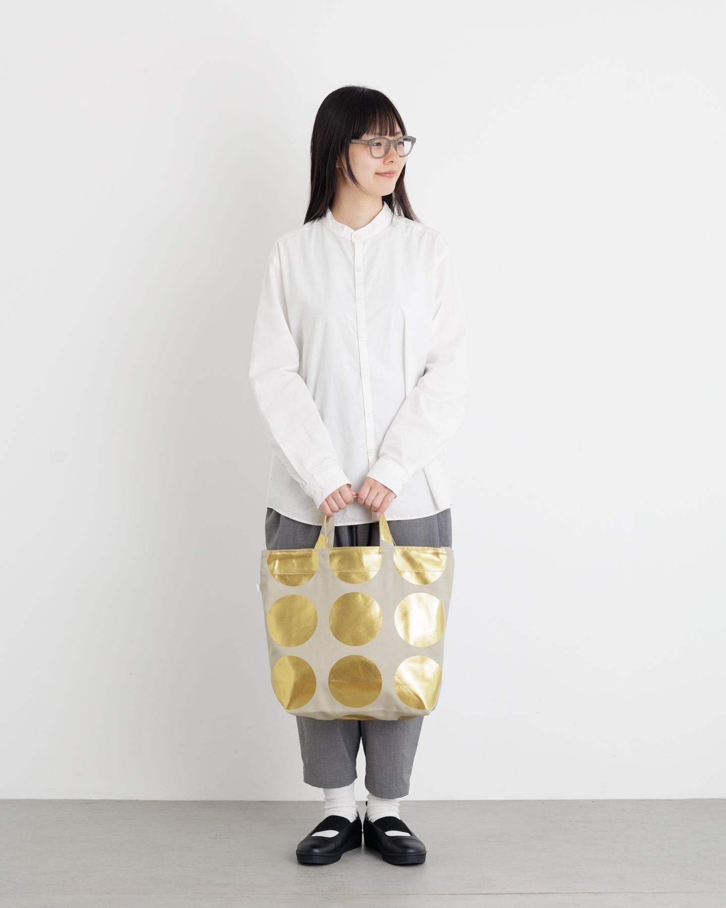 La+h / ラス 8号帆布ラージドットショルダー KOB-1 (beige / gold