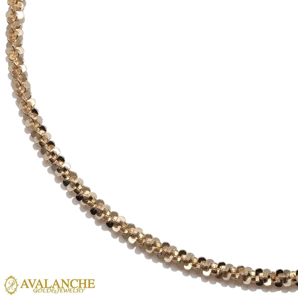 10K イエローゴールド ツイストスパークルネックレス 幅3mm 35cm-60cm