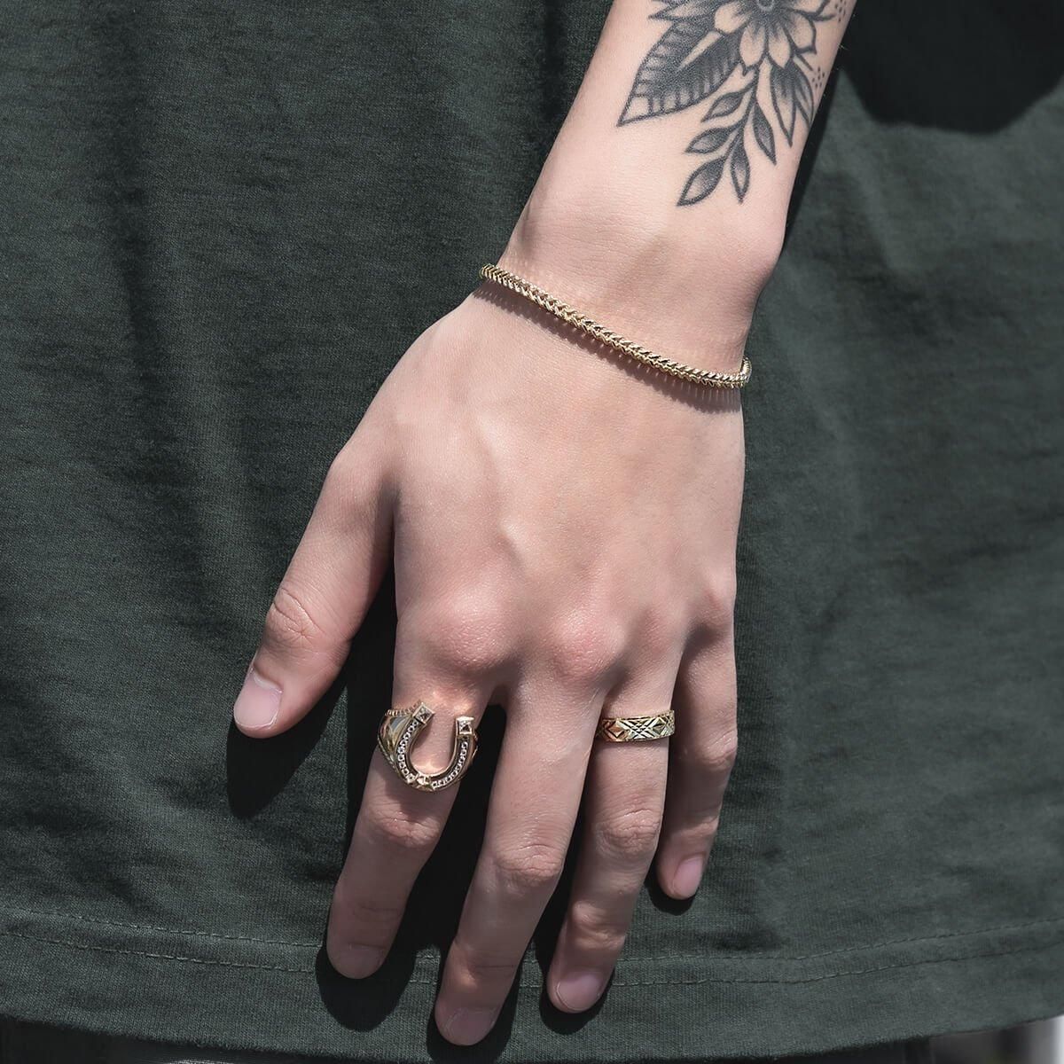 10K イエローゴールド フランクリンブレスレット 幅3mm 18cm-20cm