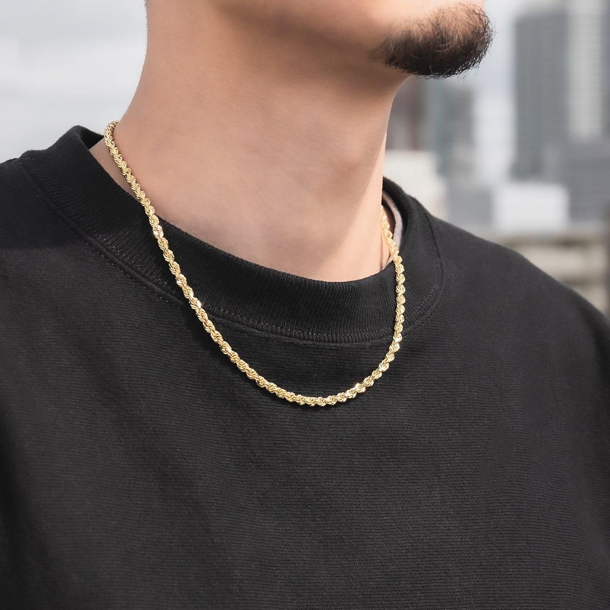 10K イエローゴールド ロープネックレス 幅3.8mm 45cm-60cm UKPH000006