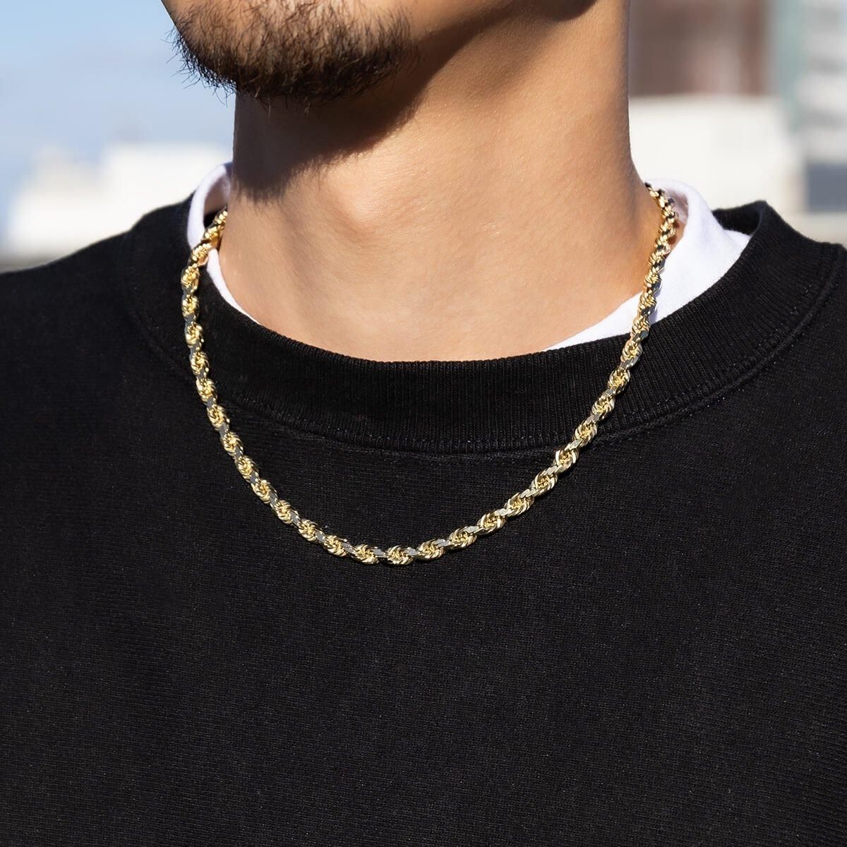 10K イエローゴールド ロープネックレス 幅4.5mm 45cm-60cm 定価