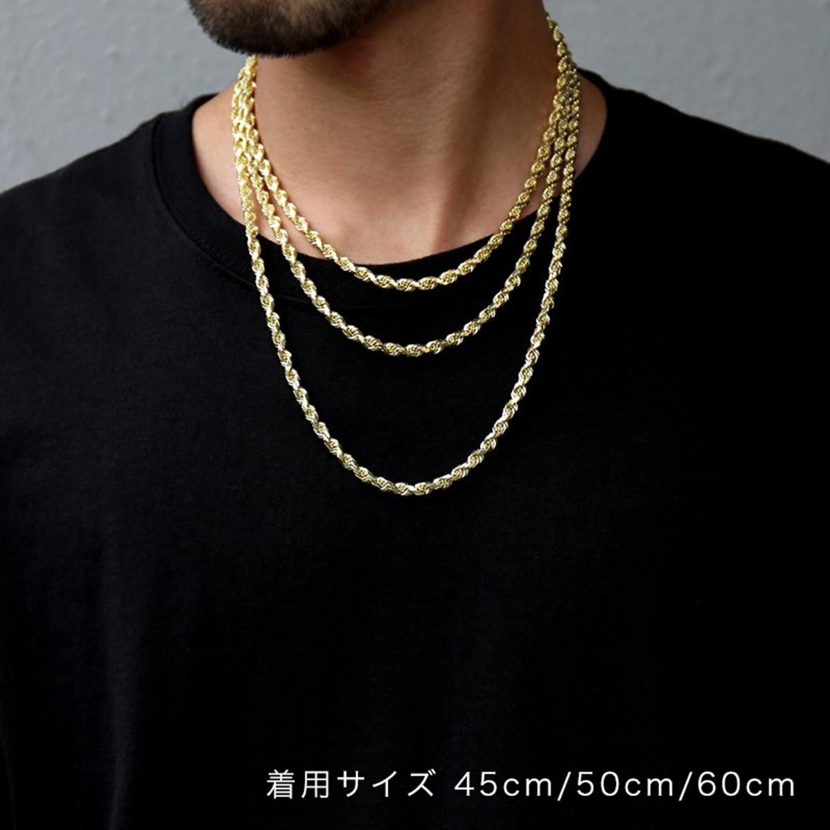 10K イエローゴールド ロープネックレス 幅4.5mm 45cm-60cm 定価