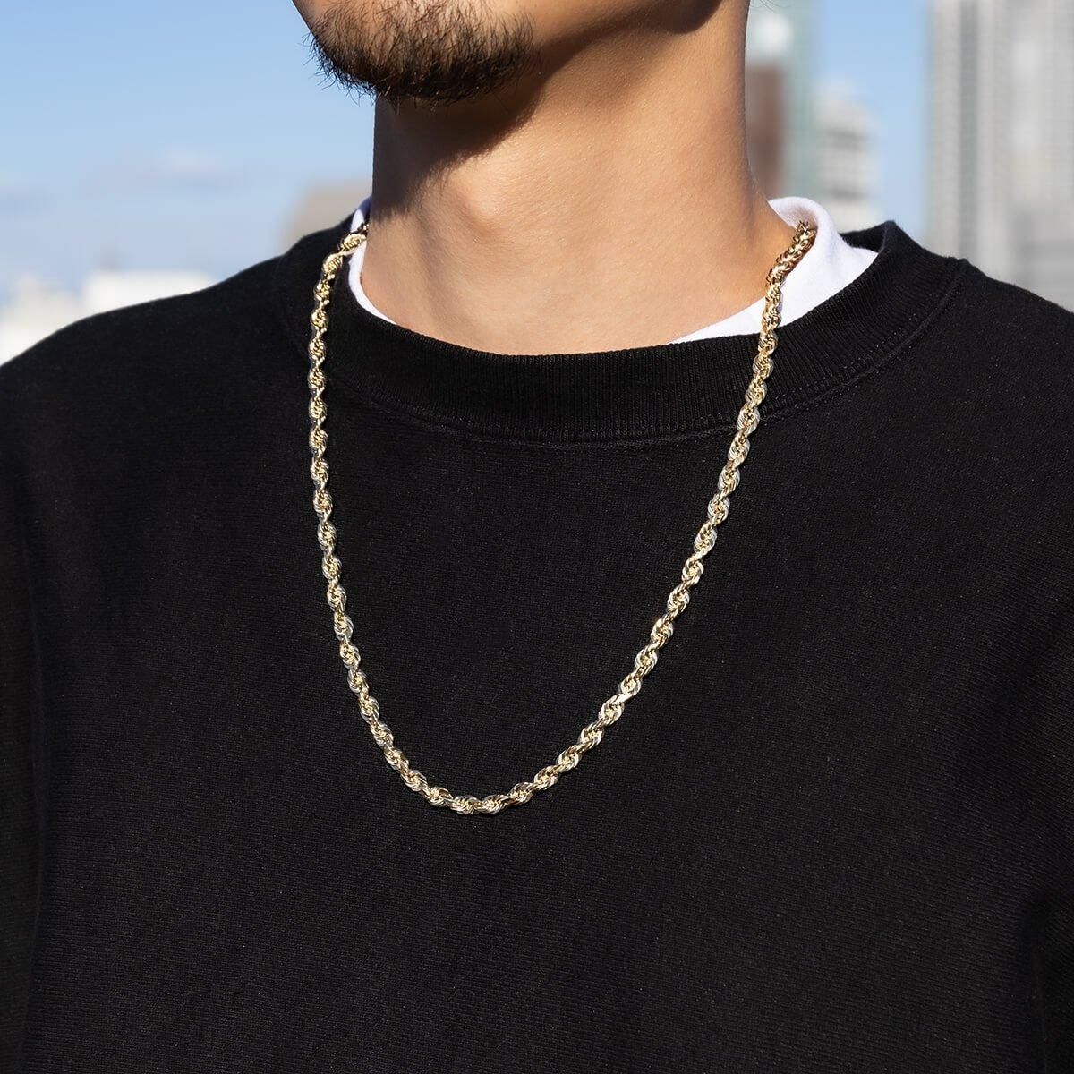 10K イエローゴールド ロープネックレス 幅5.8mm 61cm-71cm