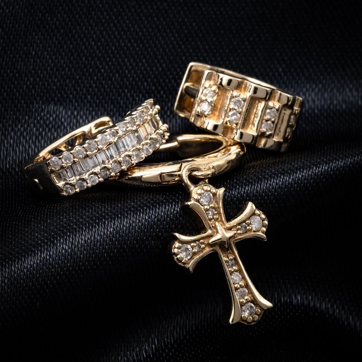 ダイヤモンド 10K イエローゴールド ピアス 12mm E1801BR-10Y