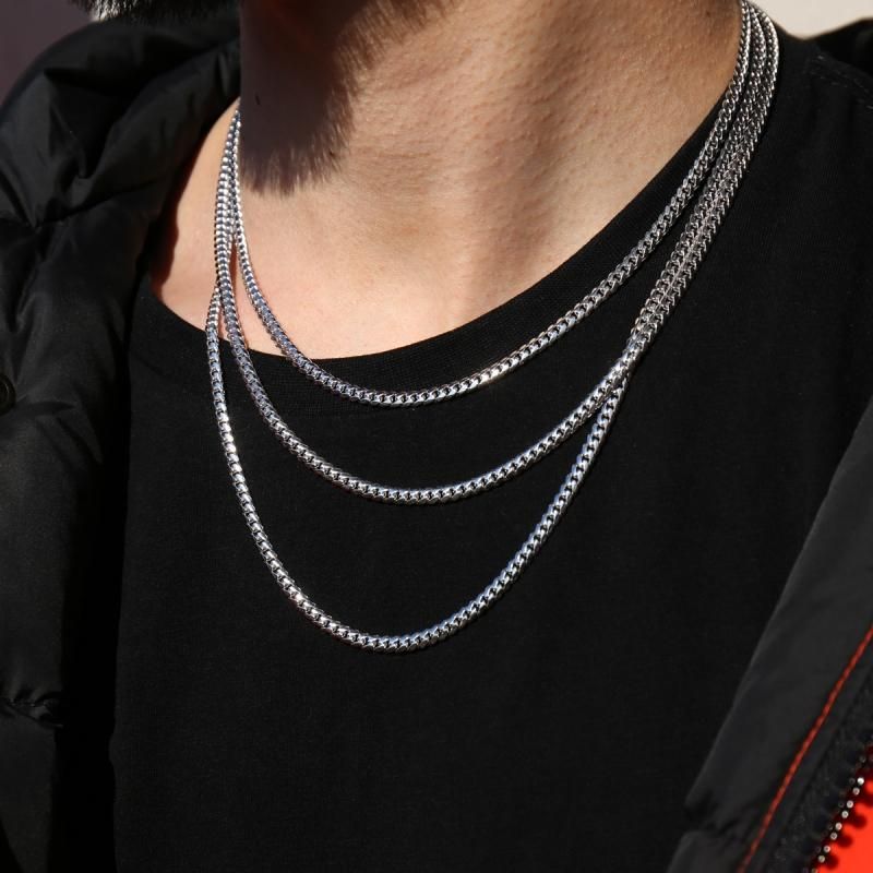 10K ホワイトゴールド マイアミネックレス 幅4mm 45cm-50cm KKP5945-W