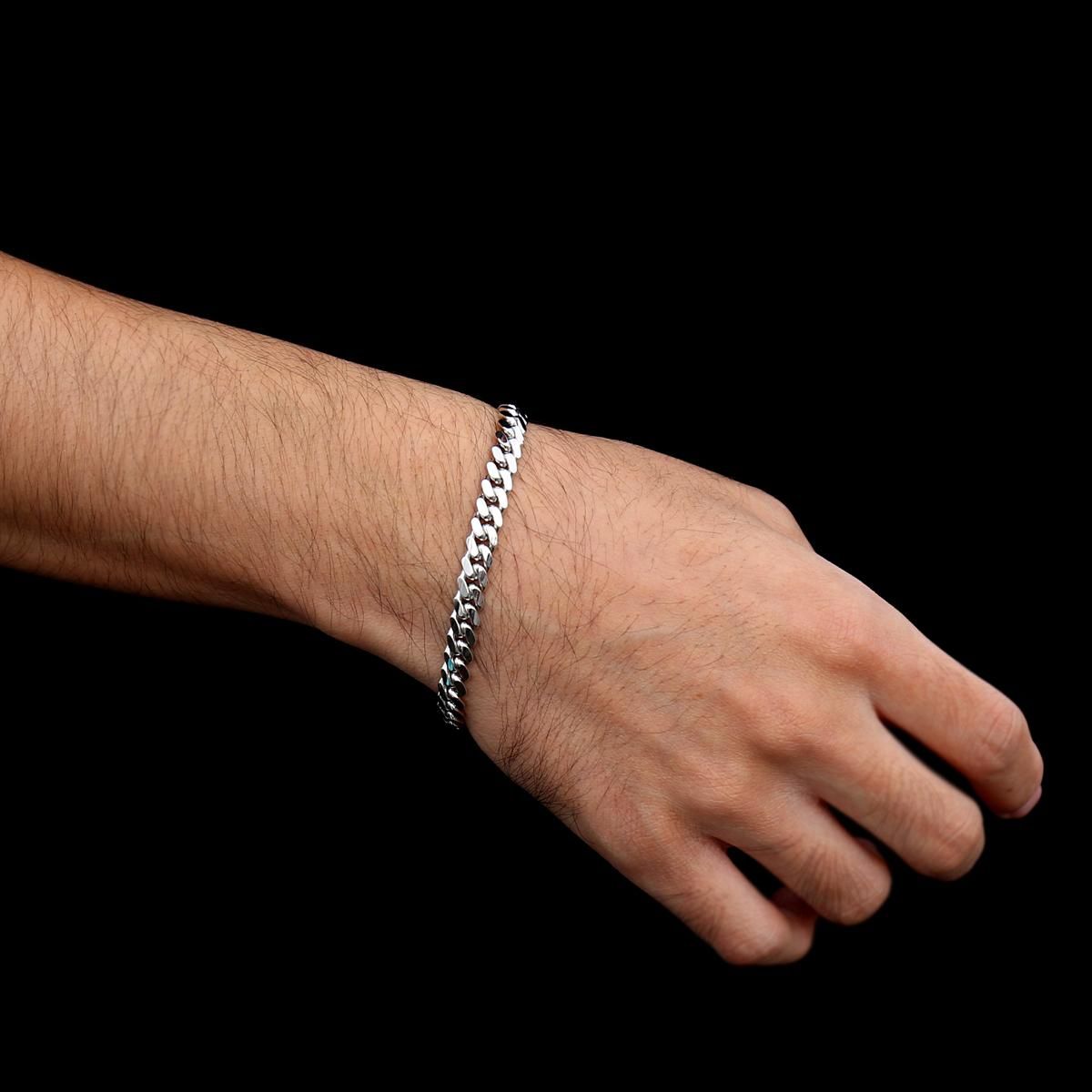 10K ホワイトゴールド マイアミブレスレット 幅7mm 19cm 定価