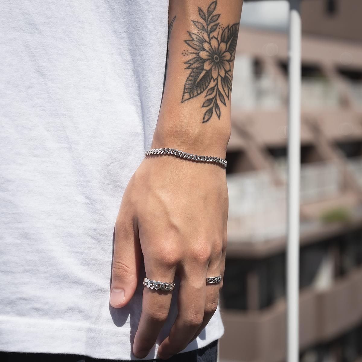 シルバー マイアミブレスレット 幅4mm 17cm-19cm 120KDO2 - AVALANCHE