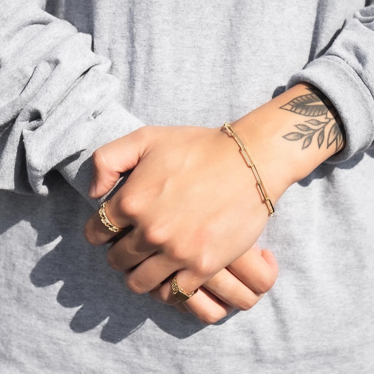 10K イエローゴールド ペーパークリップブレスレット 幅4mm 17cm-19cm