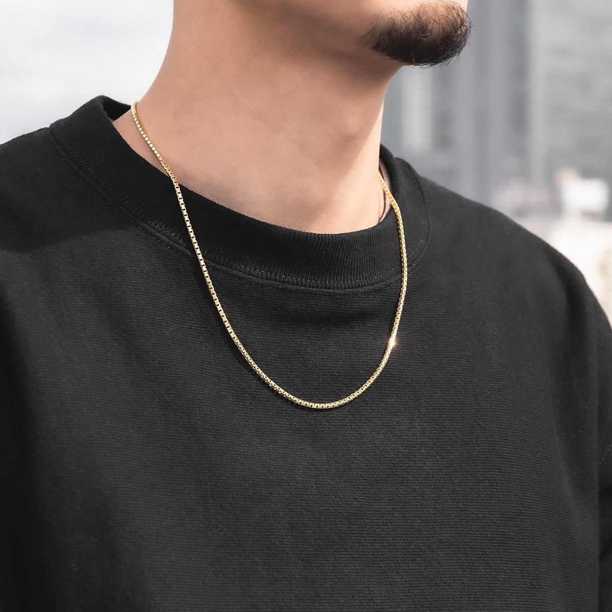 10K イエローゴールド ボックスネックレス 幅2mm 50cm-60cm KKP4558