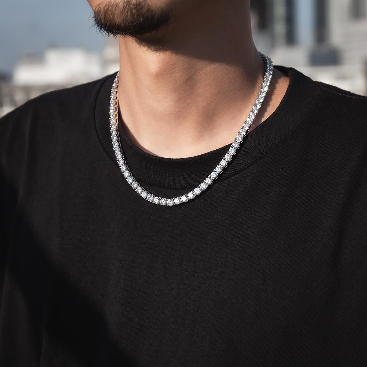 シルバー テニスネックレス 幅5mm 45cm-55cm AHNL-D001-5MM