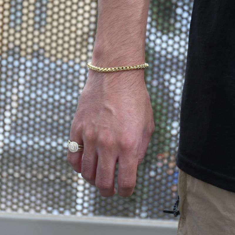 10K イエローゴールド フランクリンブレスレット 幅4.5mm 19cm