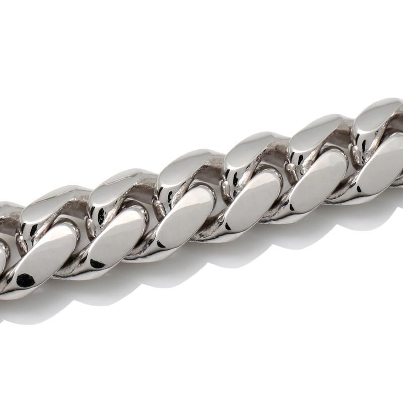 10K ホワイトゴールド マイアミネックレス 幅9mm 50cm - AVALANCHE