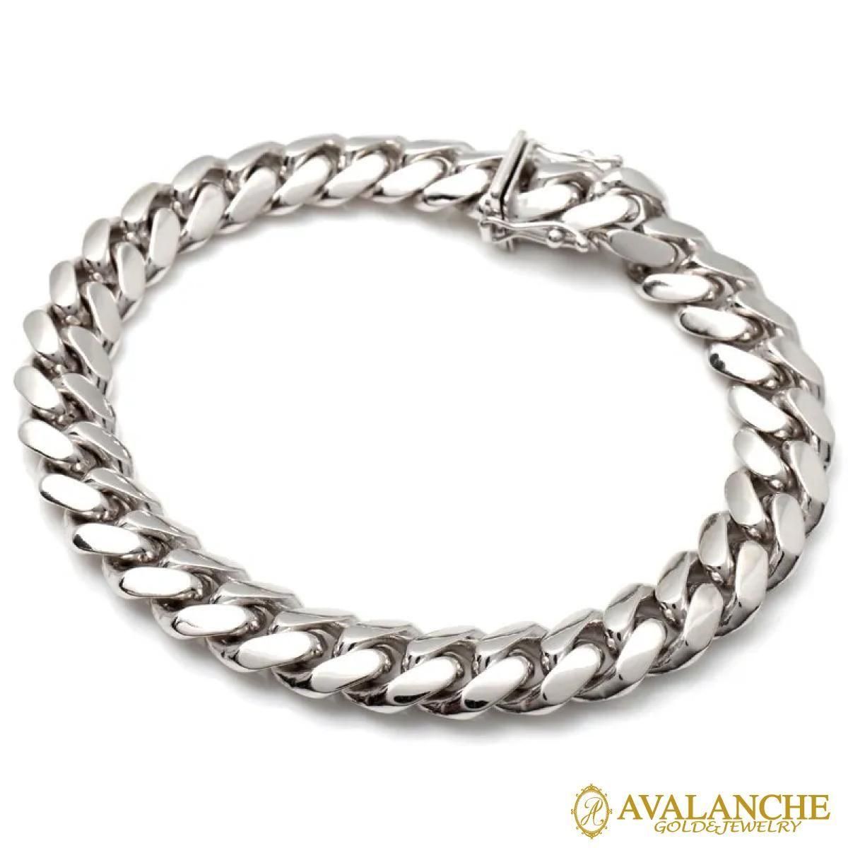 10K ホワイトゴールド マイアミブレスレット 幅9mm 21cm 定価