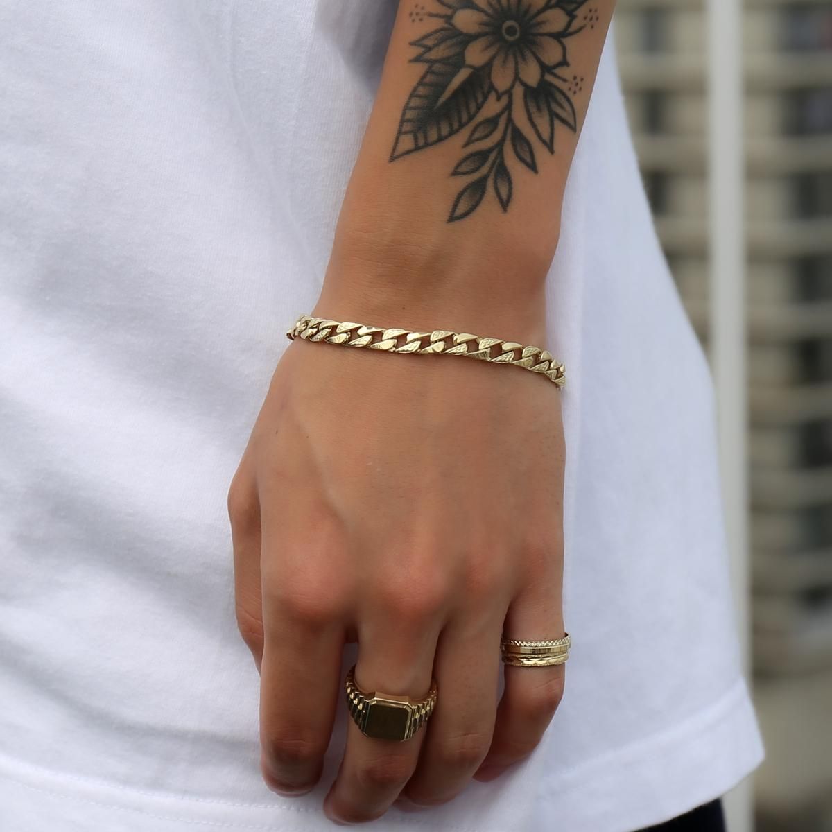 10K イエローゴールド キューバンブレスレット 幅6mm 20cm ASKMP1-2302