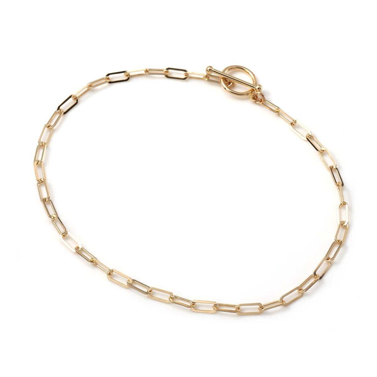 10K イエローゴールド ペーパークリップブレスレット 幅2mm 16cm-18cm