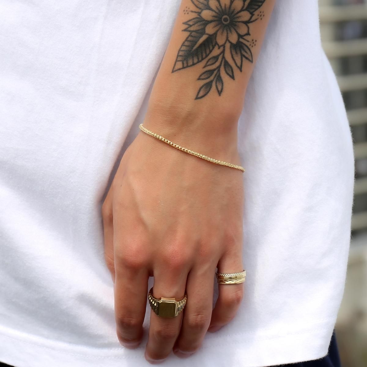 10K イエローゴールド フランクリンブレスレット 幅2mm 19cm KKP6613