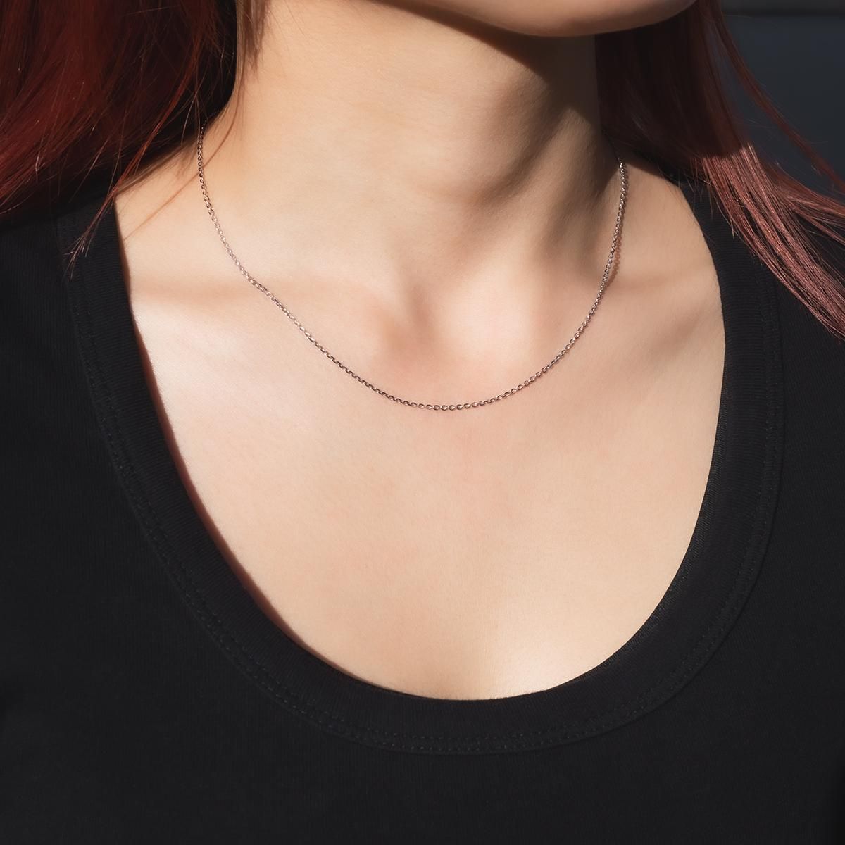 10K ホワイトゴールド アズキネックレス 幅0.7mm 40cm ｱｽﾞｷ0.21