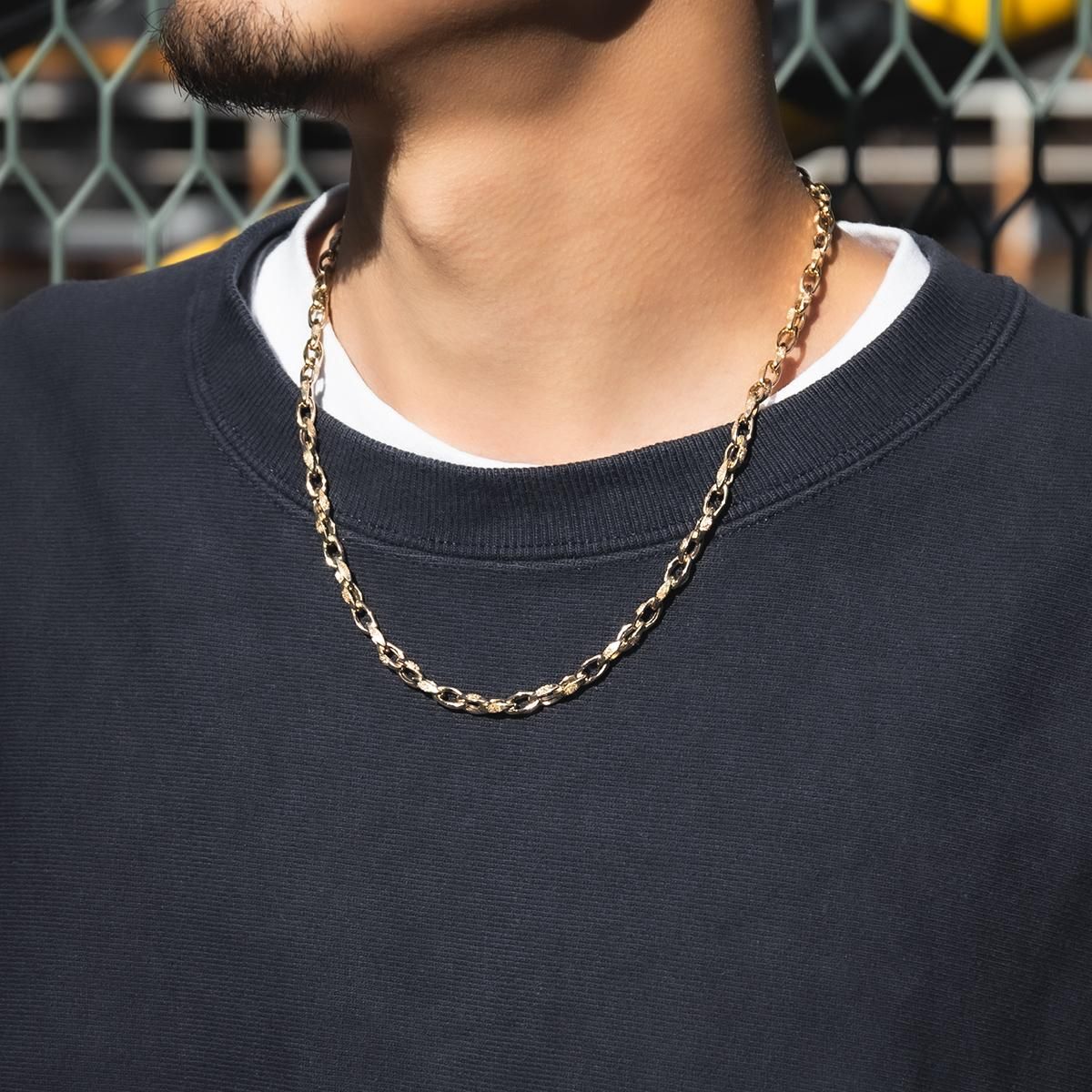 10K イエローゴールド ロイヤルケーブルネックレス 幅5mm 45cm-55cm