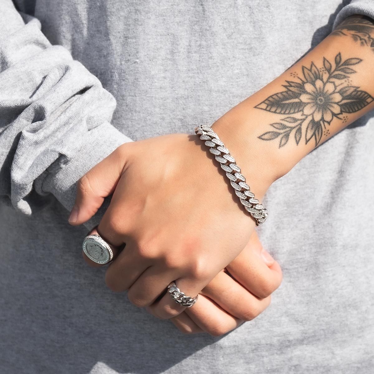 シルバー マイアミブレスレット 幅10mm 19cm-21cm AHNL-A026