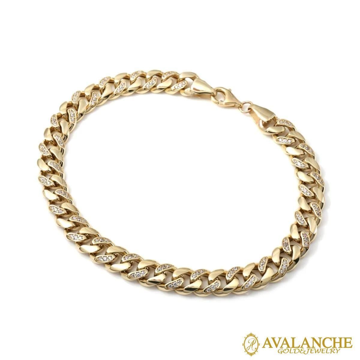 10K イエローゴールド マイアミブレスレット 幅7mm 19cm P07B-78C2