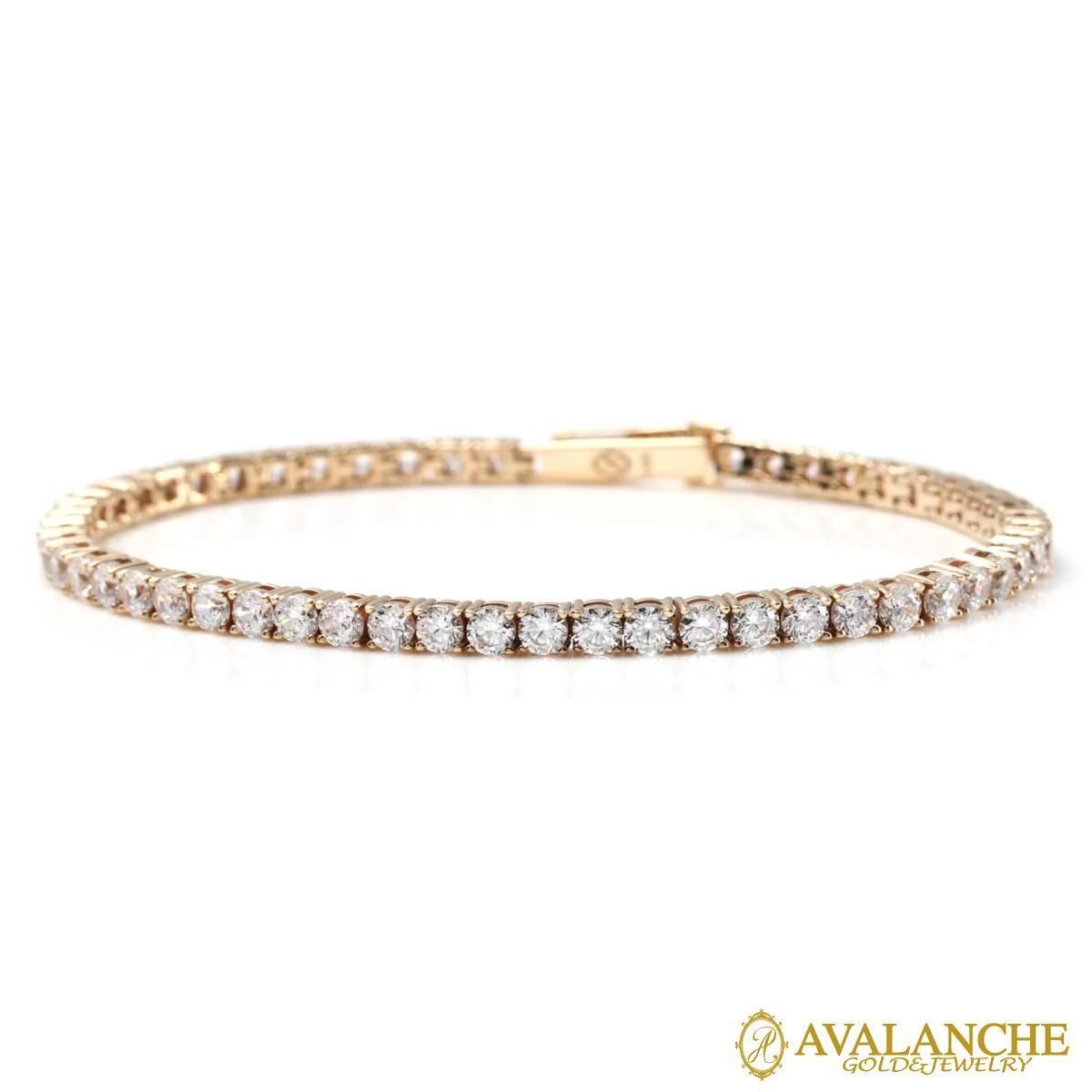 10K イエローゴールド テニスブレスレット 幅3mm 18cm-19cm AHBL-D042