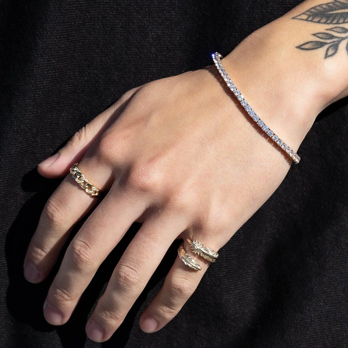 10K イエローゴールド テニスブレスレット 幅3mm 18cm-19cm AHBL-D042