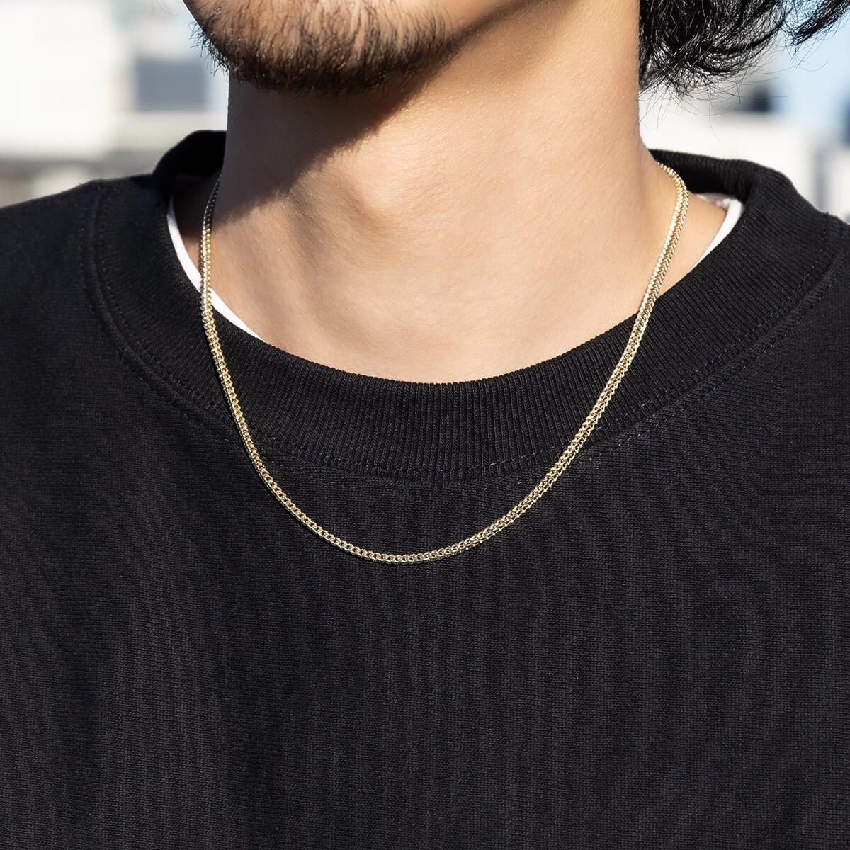 10K イエローゴールド フランクリンネックレス 幅2.8mm 45cm-55cm