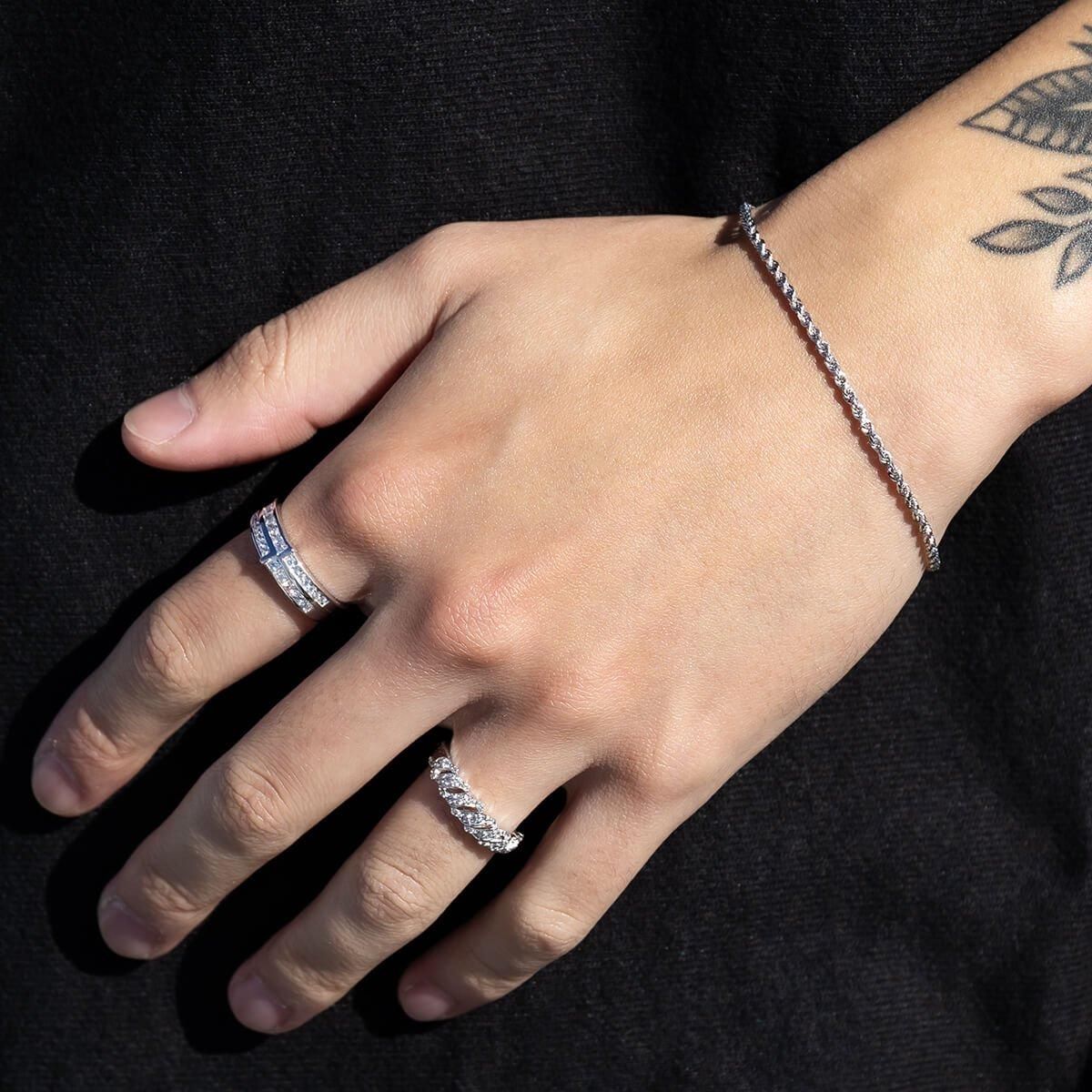 10K ホワイトゴールド ロープブレスレット 幅2mm 17cm-19cm UKPH000004