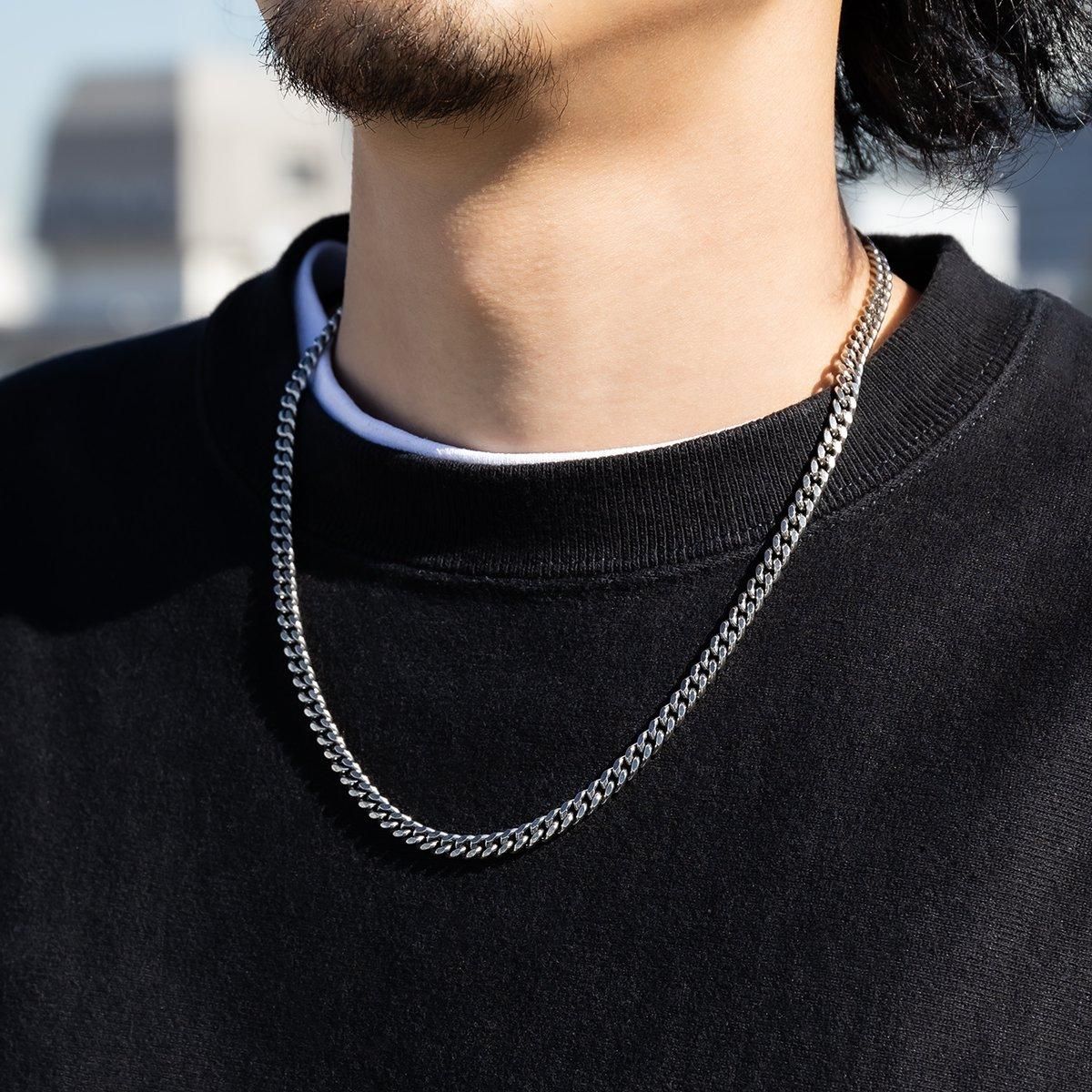 シルバー マイアミネックレス 幅5.3mm 50cm-55cm いぶし加工 150KDO2