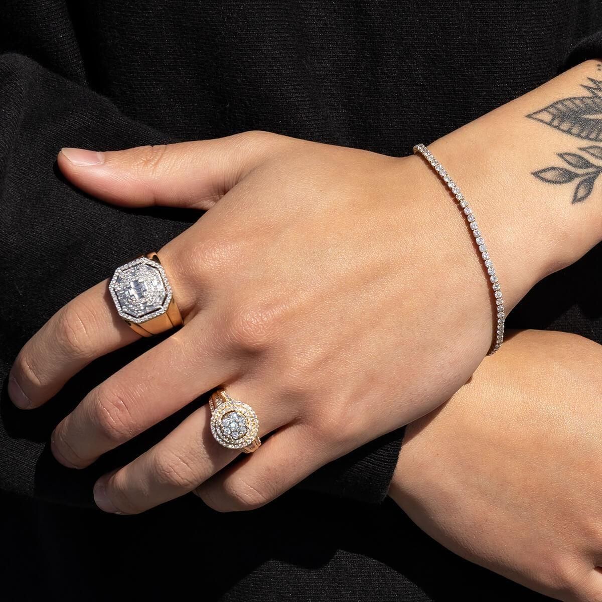 ダイヤモンド 14K イエローゴールド テニスブレスレット 幅2.2mm 18cm