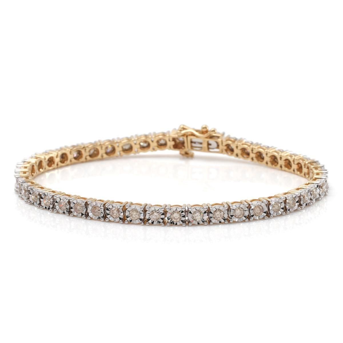 ダイヤモンド 10K イエローゴールド テニスブレスレット 幅4mm 18cm