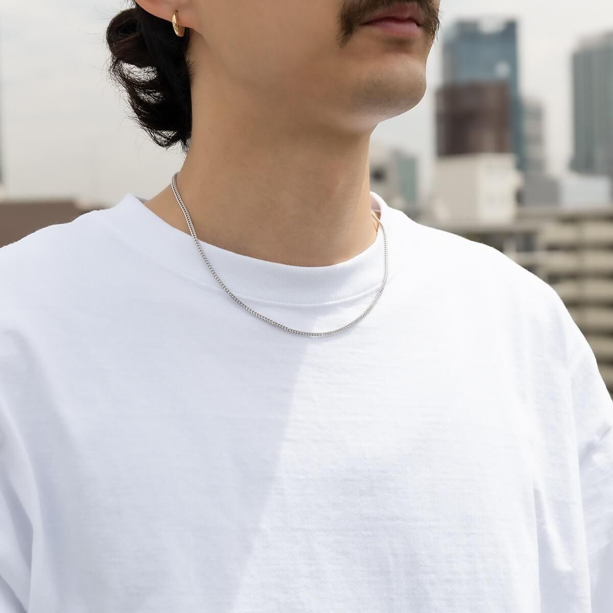 10K ホワイトゴールド フランクリンネックレス 幅2mm 45cm-60cm