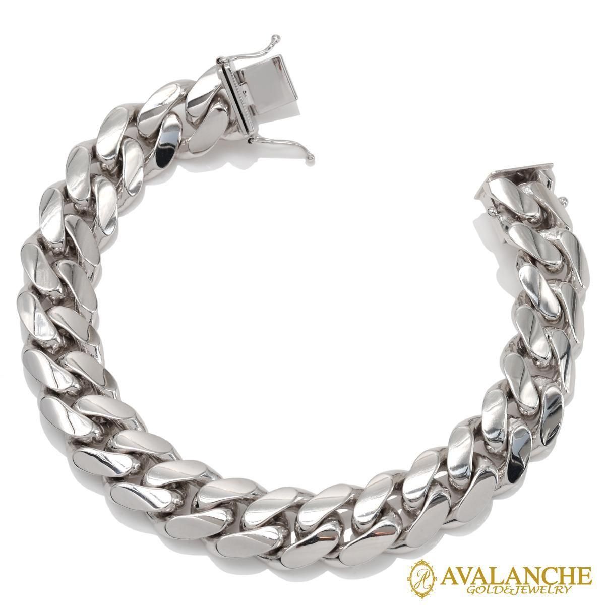 10K ホワイトゴールド マイアミブレスレット 幅12.5mm 19cm 定価