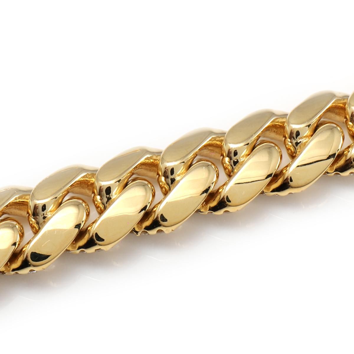 ダイヤモンド 10K イエローゴールド マイアミブレスレット 幅8.2mm