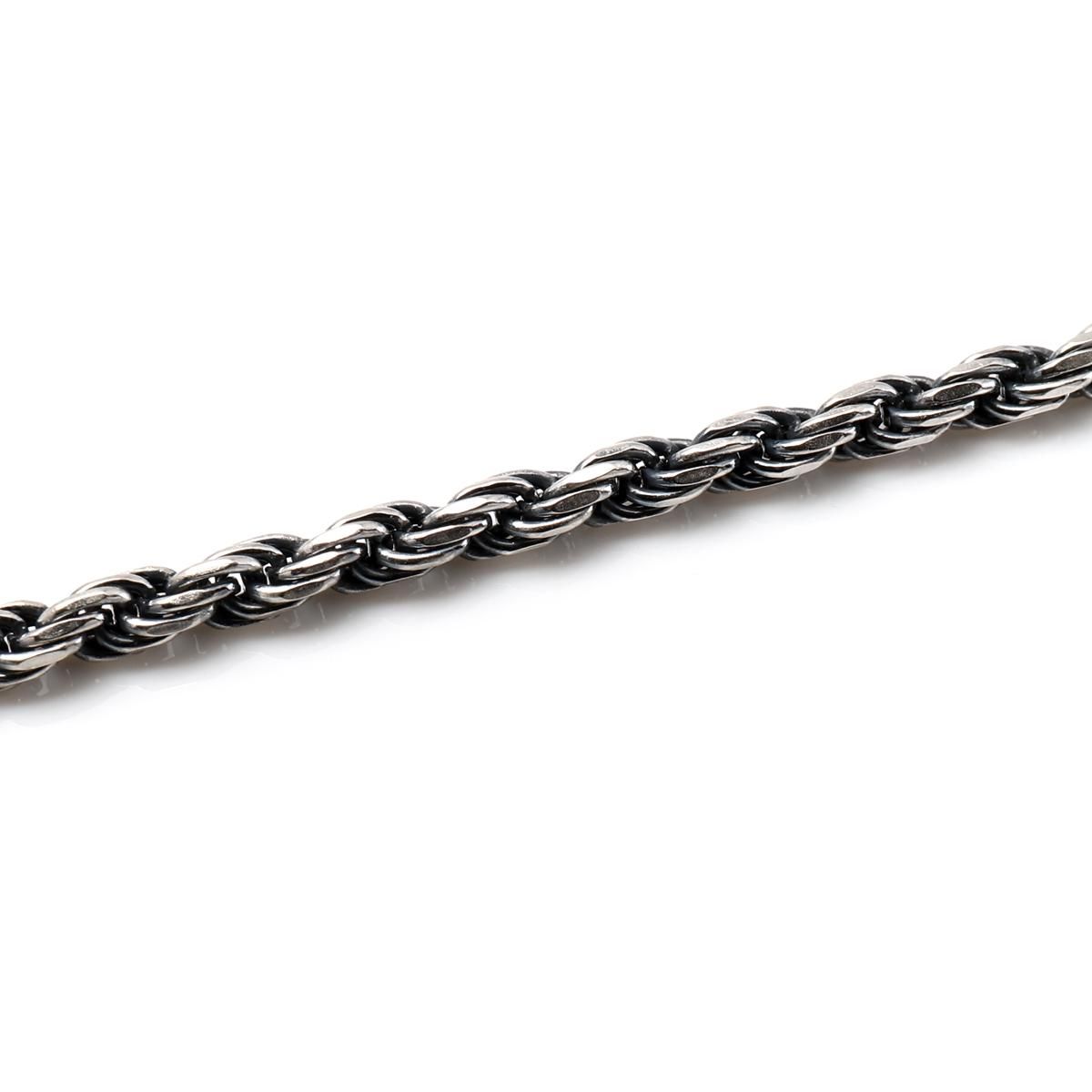 シルバー ロープネックレス 幅2.2mm 45cm-55cm いぶし加工 050HCMD-OX