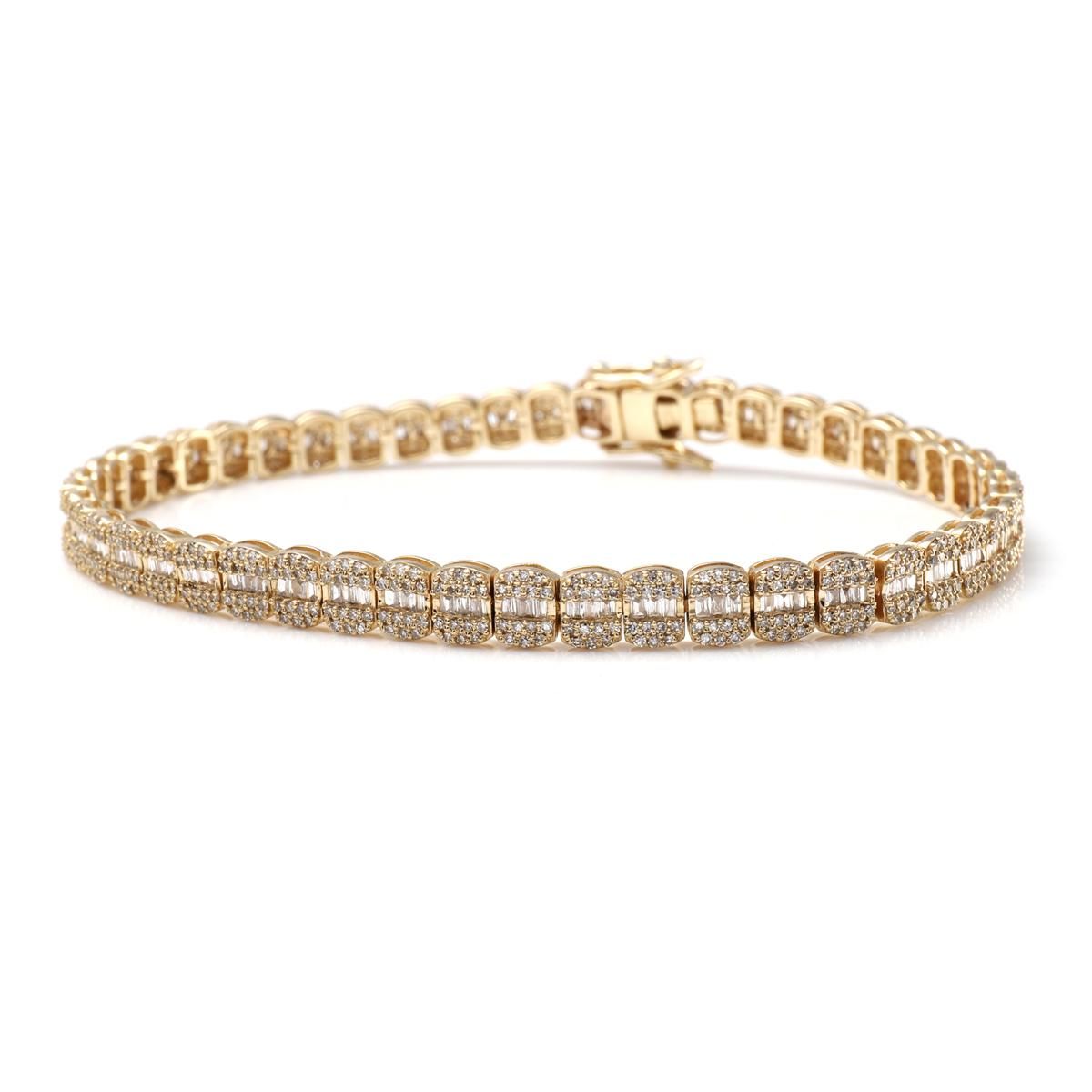 ダイヤモンド 14K イエローゴールド ブレスレット 幅4.8mm 18cm