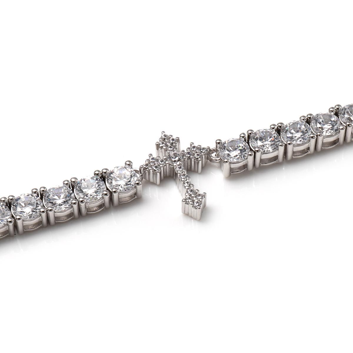 シルバー テニスネックレス 幅4mm 45cm-50cm AHNL-D001-CROSS