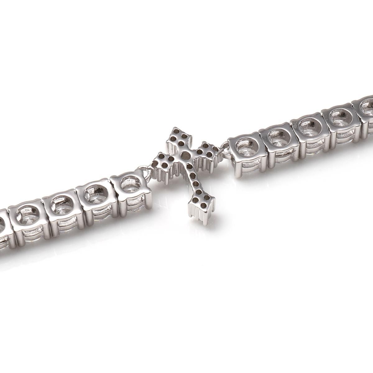 シルバー テニスブレスレット 幅4mm 18cm-19cm AHBL-D042-CROSS