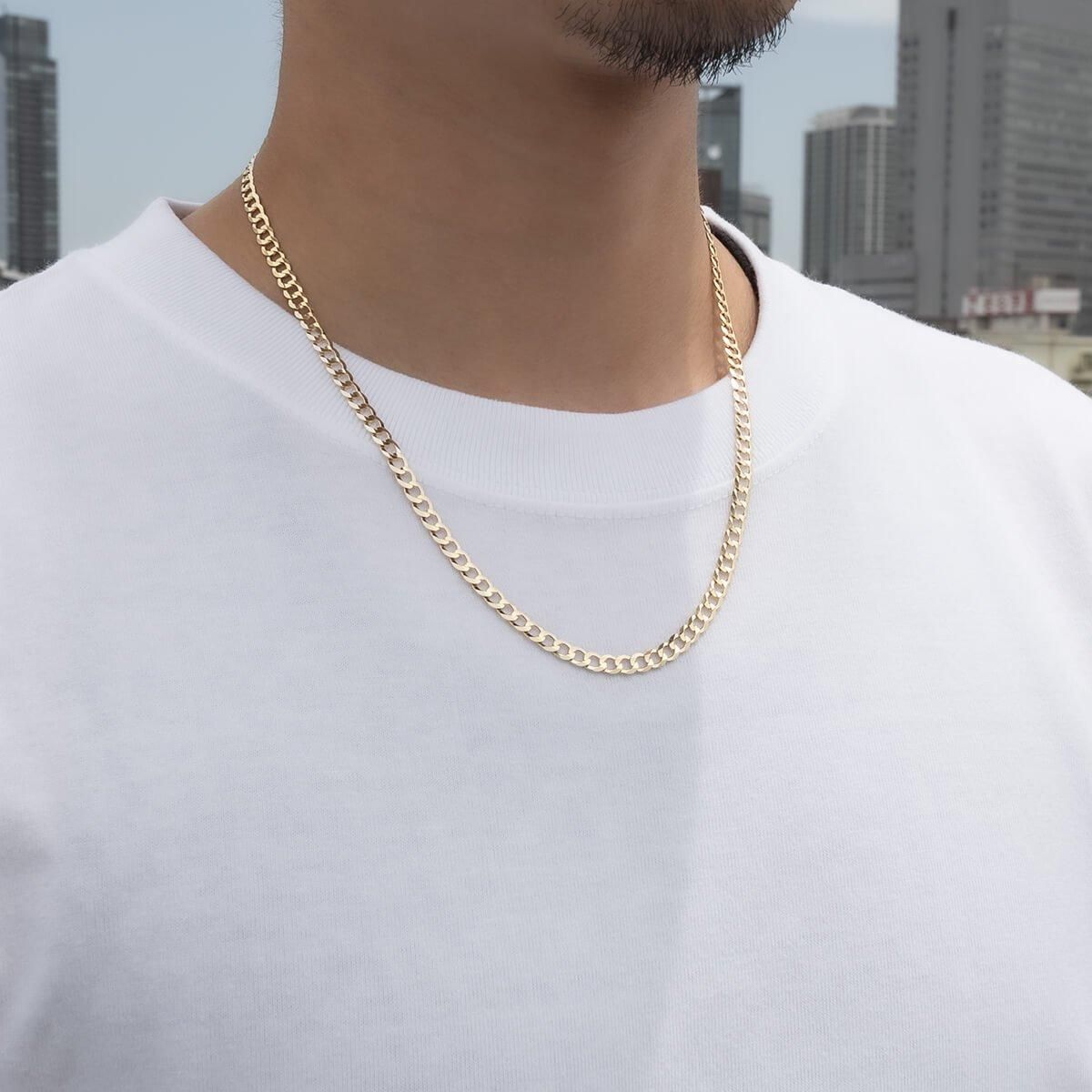 10K イエローゴールド キューバンネックレス 幅4.5mm 45cm-60cm