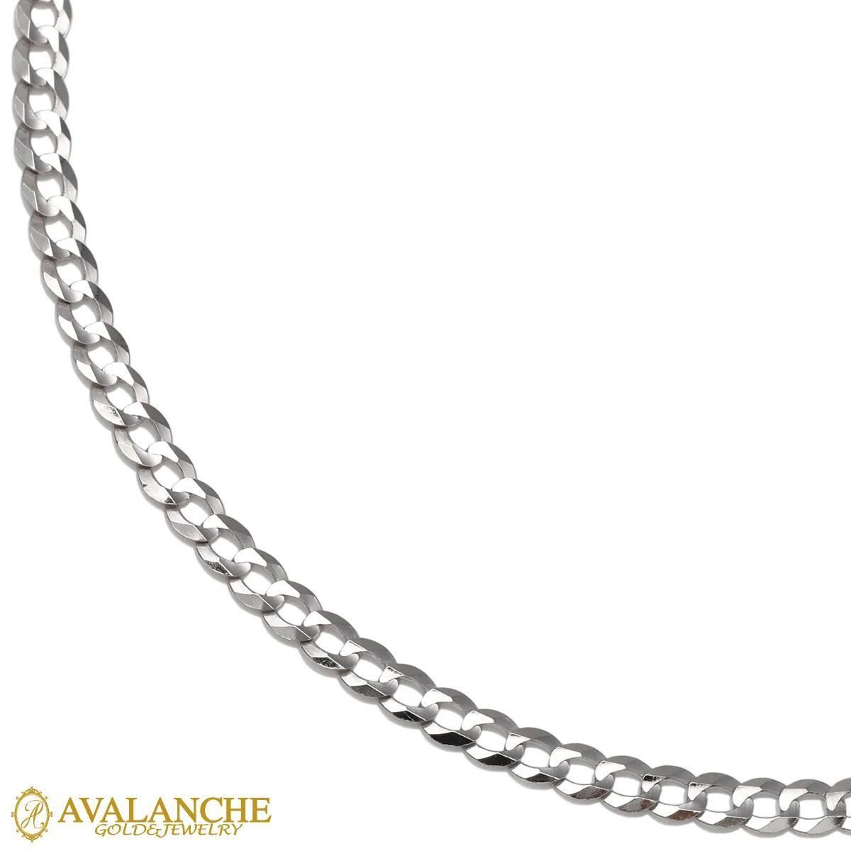 10K ホワイトゴールド キューバンネックレス 幅3mm 45cm-55cm KKP5477