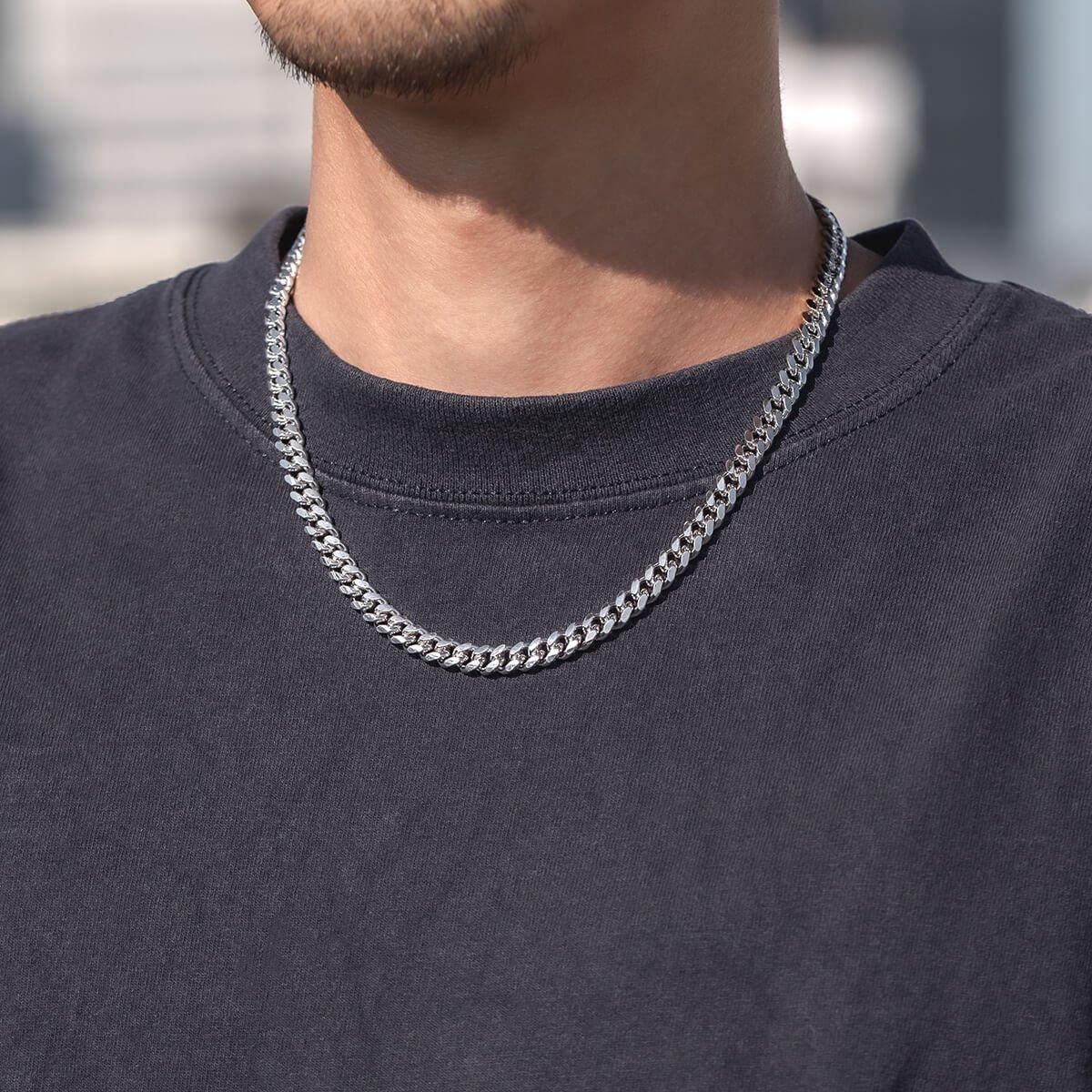 シルバー マイアミネックレス 幅6.5mm 45cm-60cm A180KMDO2