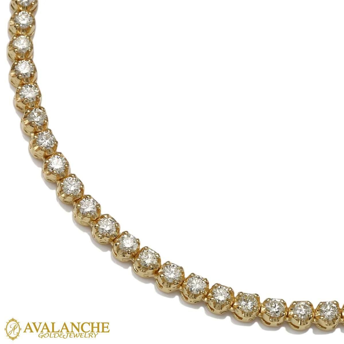 ダイヤモンド 10K イエローゴールド テニスネックレス 幅4mm 51cm