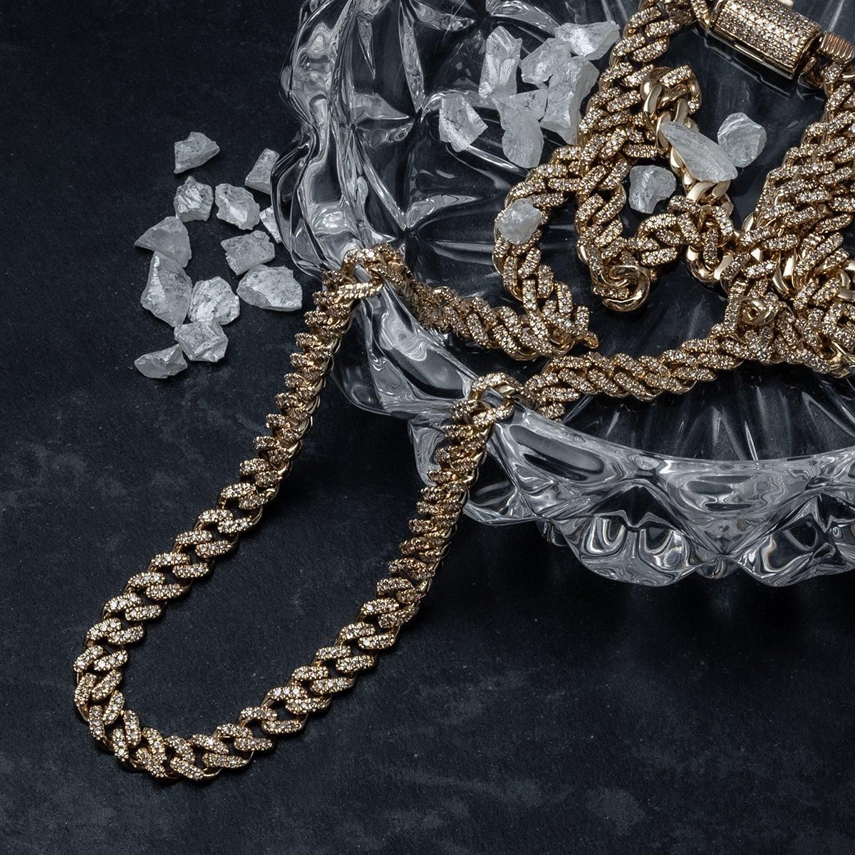 ダイヤモンド 10K イエローゴールド マイアミネックレス 幅4.5mm 52cm