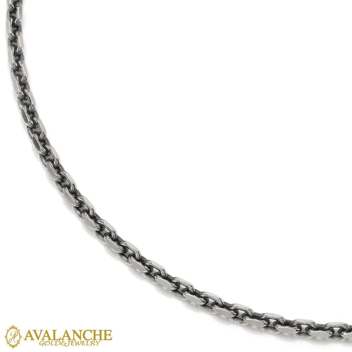 シルバー アズキネックレス 幅2.2mm 45cm-55cm いぶし加工 080KF1D4HCM