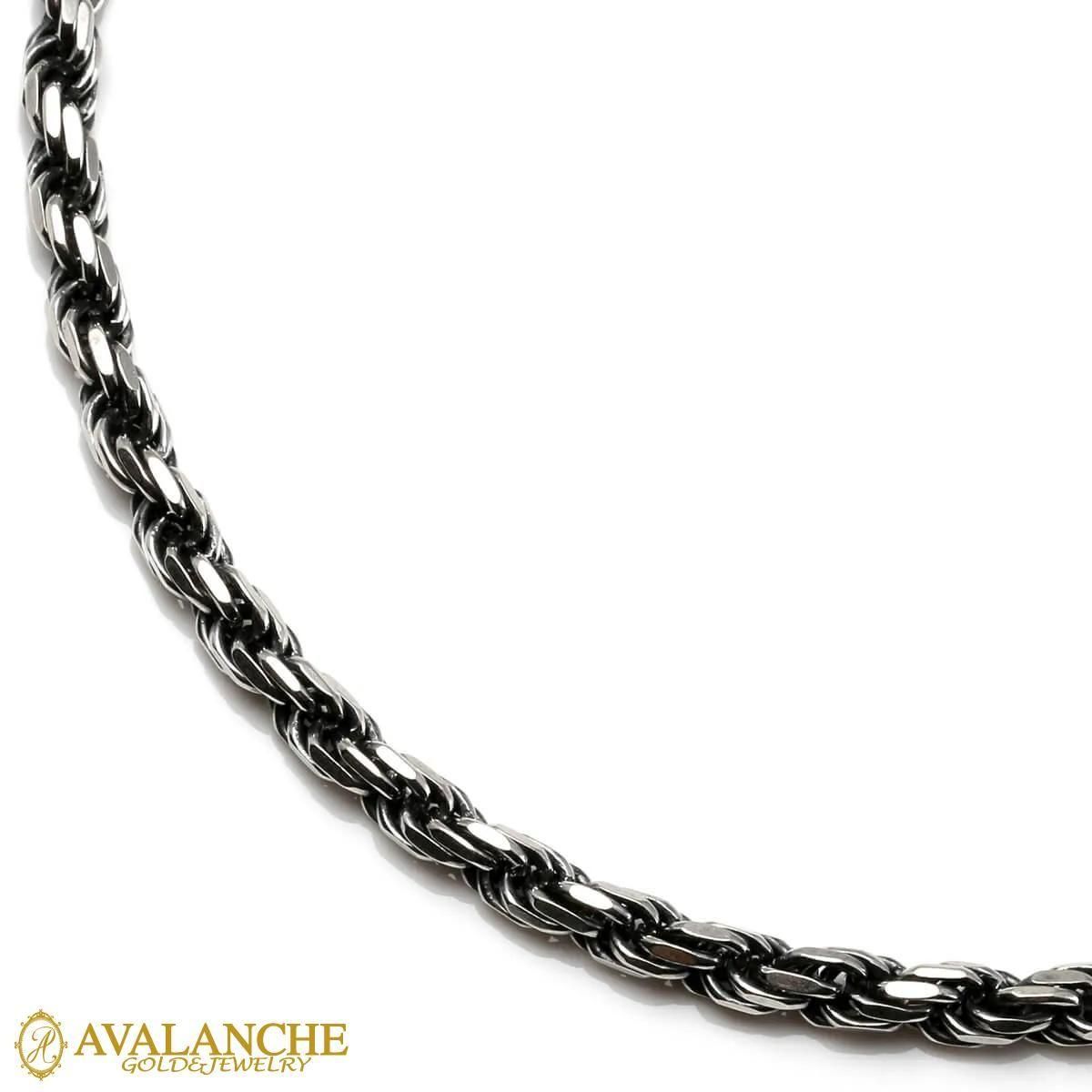 シルバー ロープネックレス 幅3.5mm 45cm-55cm いぶし加工 080HCMD-LOX